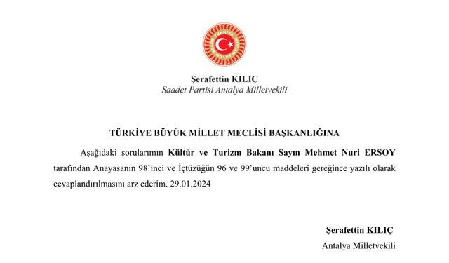 Saadet partisi'nden soru önergesi