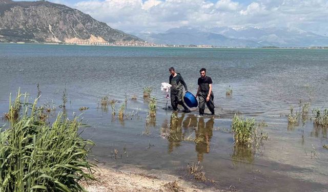 Eğirdir Gölü'nde 100 metrelik yasa dışı ağ ele geçirildi