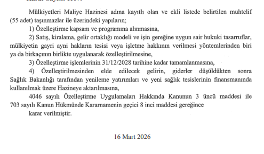 Hazi̇neye Ai̇t 55 Taşınmaz Özelleşti̇ri̇li̇yor